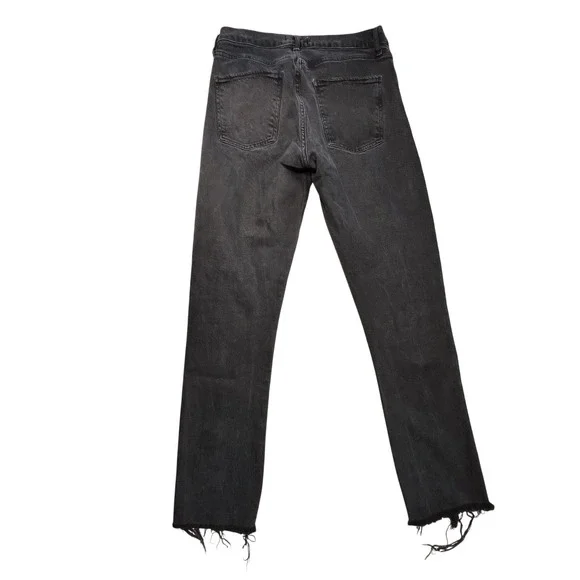 Agolde Toni Slim Straight Jeans Womens 26 Black High Rise Raw Hem Organic Cotton - Picture 3 of 11